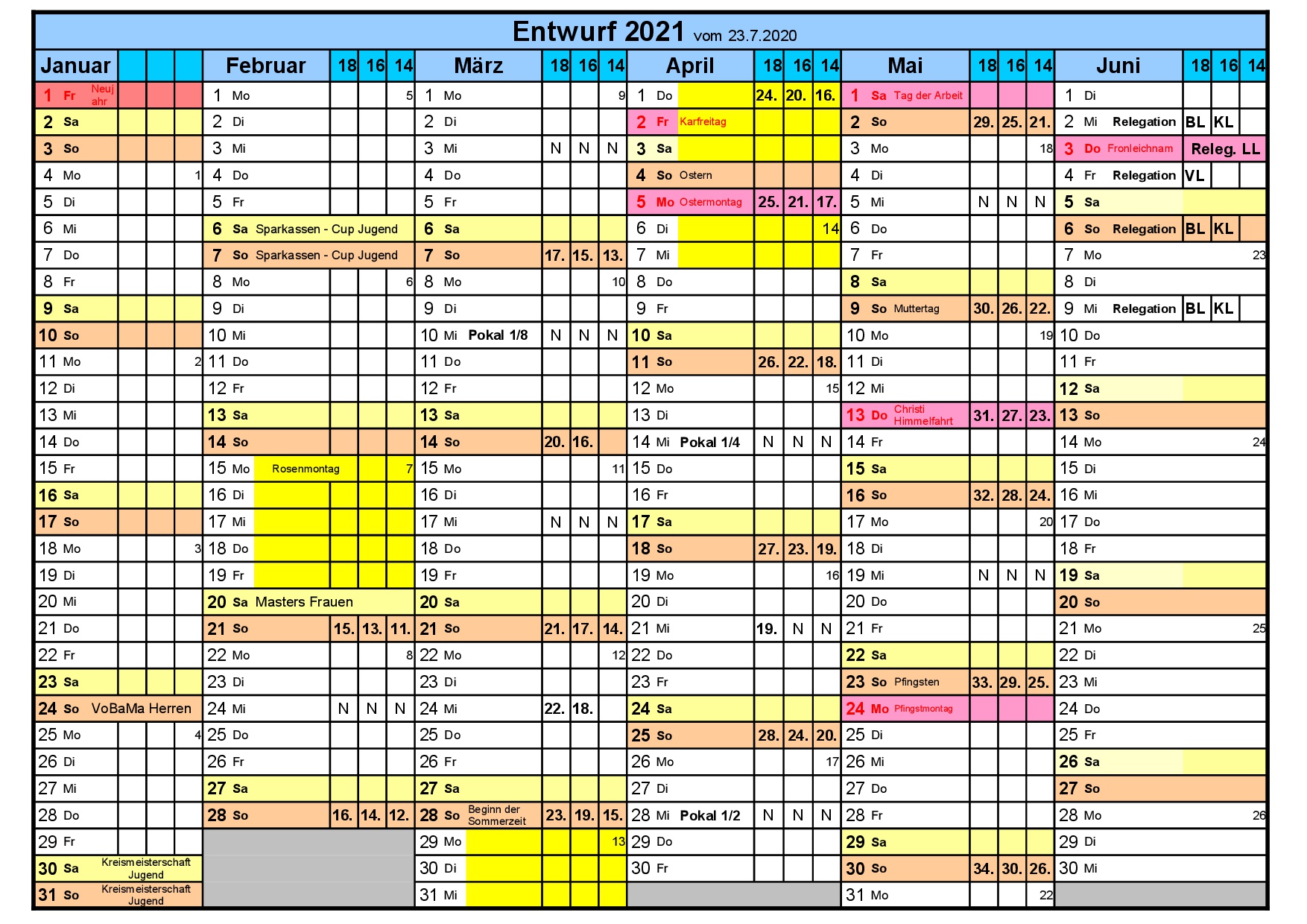 Rahmenterminkalender für Herren (Entwurf) SC07